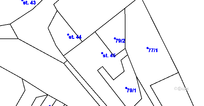 Parcela st. 45 v KÚ Písková Lhota, Katastrální mapa