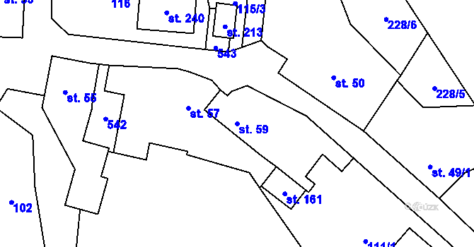 Parcela st. 59 v KÚ Písková Lhota, Katastrální mapa