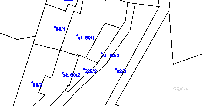 Parcela st. 60/3 v KÚ Písková Lhota, Katastrální mapa