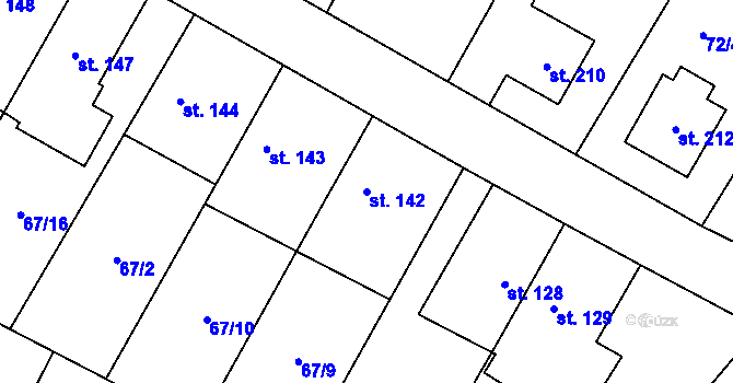 Parcela st. 142 v KÚ Písková Lhota, Katastrální mapa