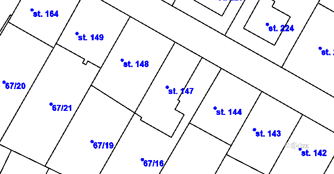Parcela st. 147 v KÚ Písková Lhota, Katastrální mapa