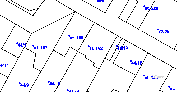 Parcela st. 162 v KÚ Písková Lhota, Katastrální mapa