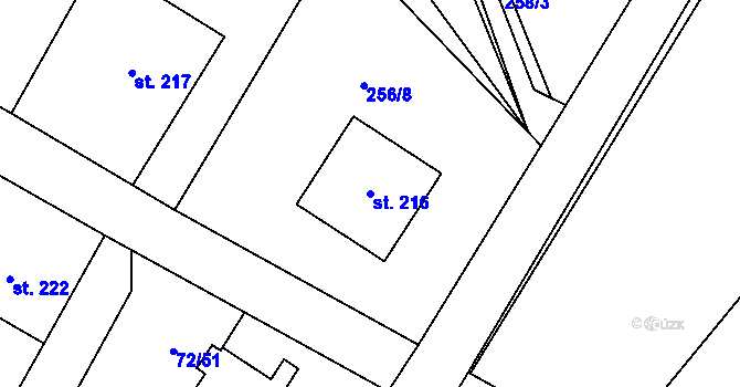 Parcela st. 216 v KÚ Písková Lhota, Katastrální mapa