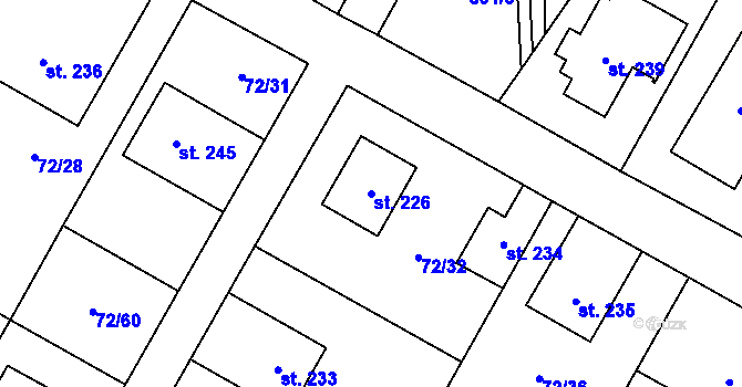 Parcela st. 226 v KÚ Písková Lhota, Katastrální mapa