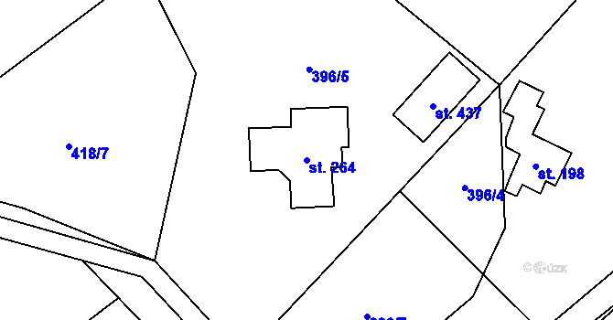 Parcela st. 264 v KÚ Písková Lhota, Katastrální mapa