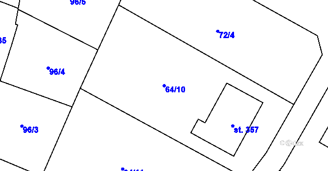 Parcela st. 64/10 v KÚ Písková Lhota, Katastrální mapa