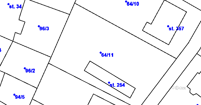 Parcela st. 64/11 v KÚ Písková Lhota, Katastrální mapa