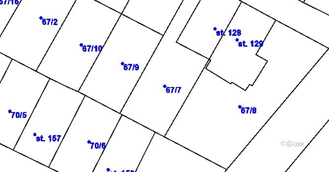 Parcela st. 67/7 v KÚ Písková Lhota, Katastrální mapa