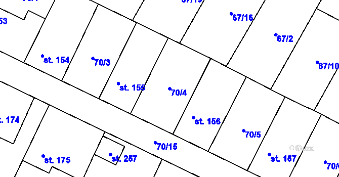 Parcela st. 70/4 v KÚ Písková Lhota, Katastrální mapa
