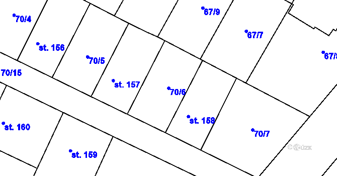 Parcela st. 70/6 v KÚ Písková Lhota, Katastrální mapa