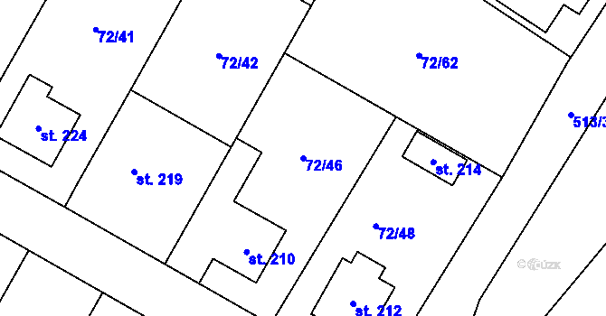 Parcela st. 72/46 v KÚ Písková Lhota, Katastrální mapa
