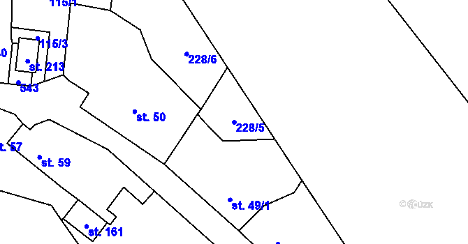Parcela st. 228/5 v KÚ Písková Lhota, Katastrální mapa