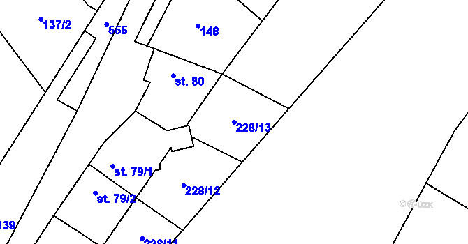 Parcela st. 228/13 v KÚ Písková Lhota, Katastrální mapa