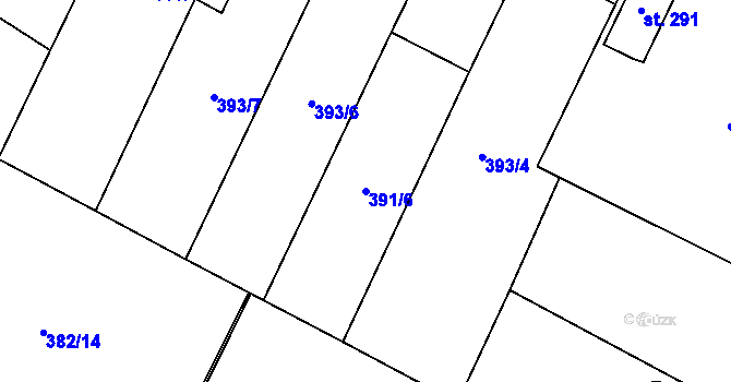 Parcela st. 391/6 v KÚ Písková Lhota, Katastrální mapa