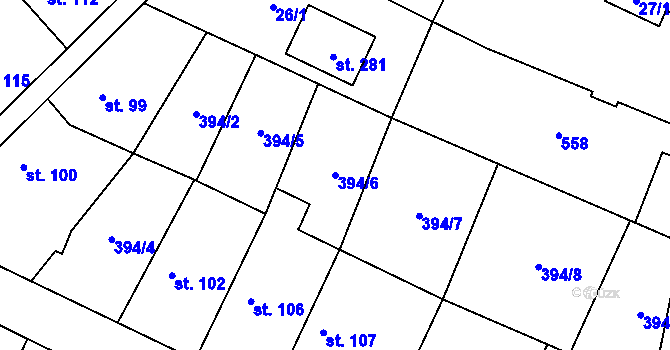 Parcela st. 394/6 v KÚ Písková Lhota, Katastrální mapa