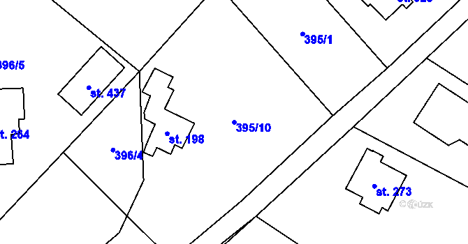 Parcela st. 395/10 v KÚ Písková Lhota, Katastrální mapa