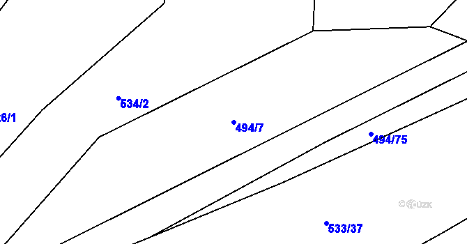 Parcela st. 494/7 v KÚ Písková Lhota, Katastrální mapa
