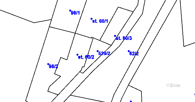 Parcela st. 529/2 v KÚ Písková Lhota, Katastrální mapa