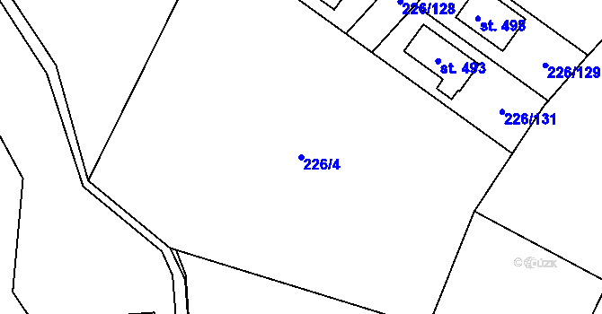 Parcela st. 226/4 v KÚ Písková Lhota, Katastrální mapa