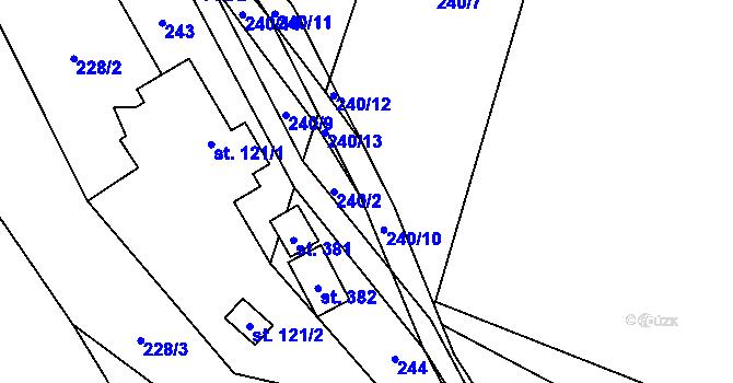 Parcela st. 240/4 v KÚ Písková Lhota, Katastrální mapa