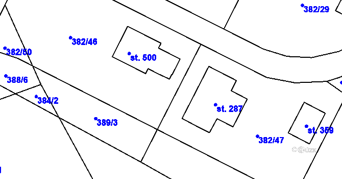 Parcela st. 382/33 v KÚ Písková Lhota, Katastrální mapa
