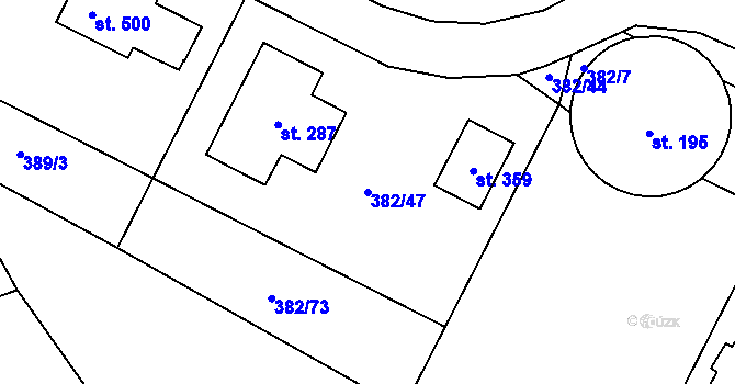 Parcela st. 382/47 v KÚ Písková Lhota, Katastrální mapa