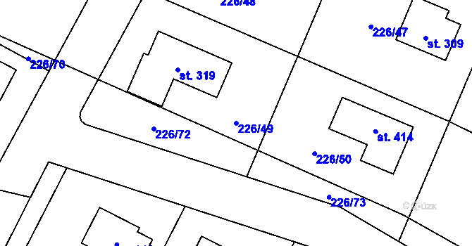 Parcela st. 226/49 v KÚ Písková Lhota, Katastrální mapa