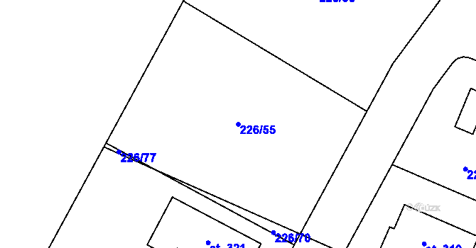 Parcela st. 226/55 v KÚ Písková Lhota, Katastrální mapa
