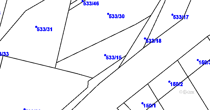 Parcela st. 533/15 v KÚ Písková Lhota, Katastrální mapa