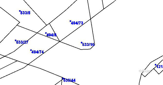 Parcela st. 533/16 v KÚ Písková Lhota, Katastrální mapa