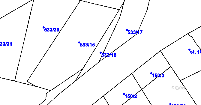 Parcela st. 533/18 v KÚ Písková Lhota, Katastrální mapa
