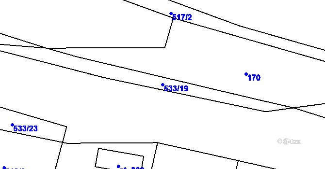 Parcela st. 533/19 v KÚ Písková Lhota, Katastrální mapa
