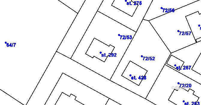 Parcela st. 292 v KÚ Písková Lhota, Katastrální mapa
