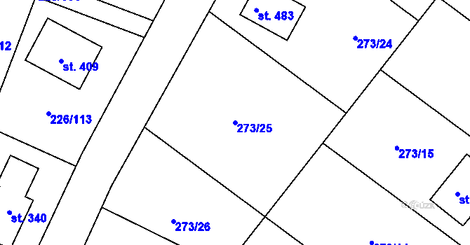 Parcela st. 273/25 v KÚ Písková Lhota, Katastrální mapa