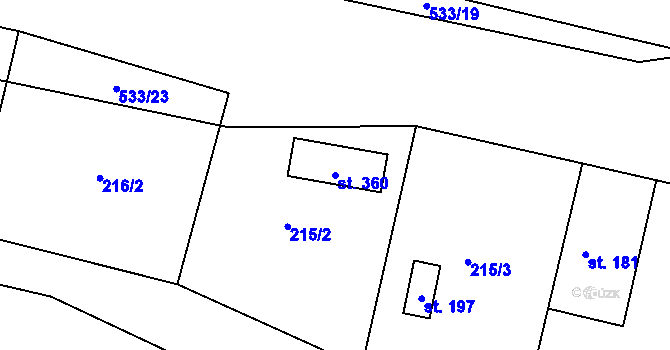 Parcela st. 360 v KÚ Písková Lhota, Katastrální mapa