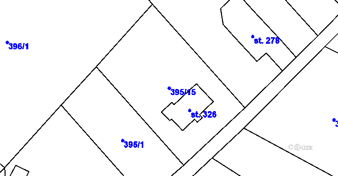 Parcela st. 395/15 v KÚ Písková Lhota, Katastrální mapa