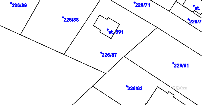 Parcela st. 226/87 v KÚ Písková Lhota, Katastrální mapa