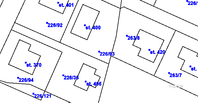 Parcela st. 226/93 v KÚ Písková Lhota, Katastrální mapa