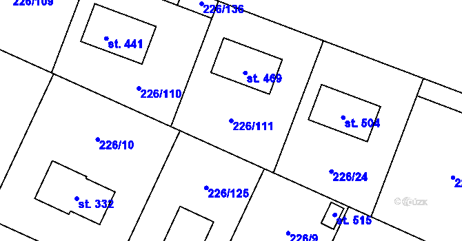 Parcela st. 226/111 v KÚ Písková Lhota, Katastrální mapa