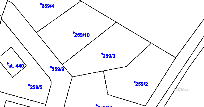 Parcela st. 259/3 v KÚ Písková Lhota, Katastrální mapa