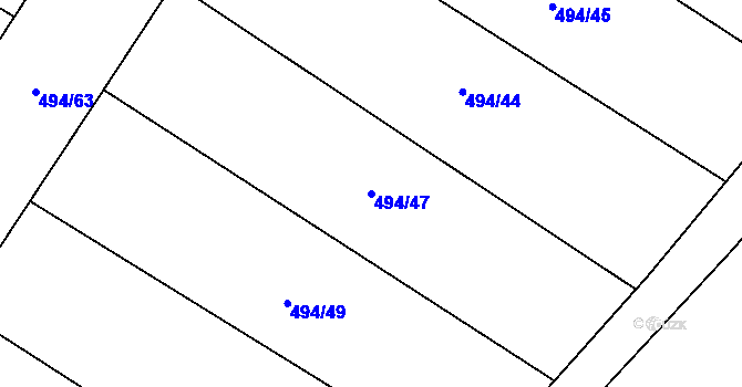 Parcela st. 494/47 v KÚ Písková Lhota, Katastrální mapa