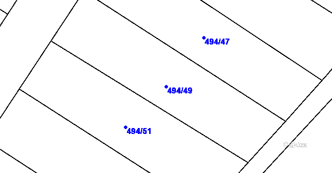 Parcela st. 494/49 v KÚ Písková Lhota, Katastrální mapa