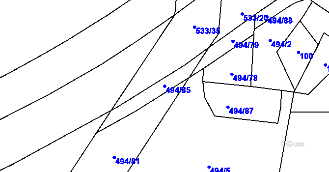 Parcela st. 494/85 v KÚ Písková Lhota, Katastrální mapa
