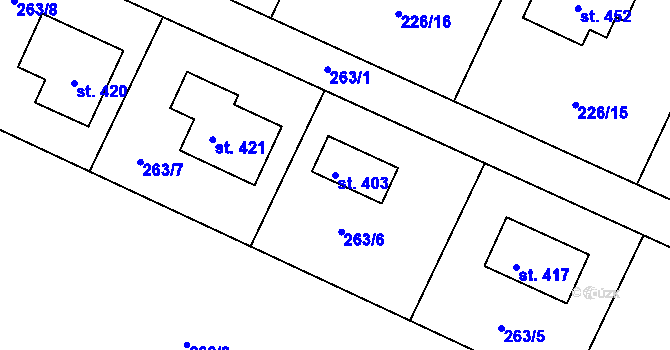 Parcela st. 403 v KÚ Písková Lhota, Katastrální mapa