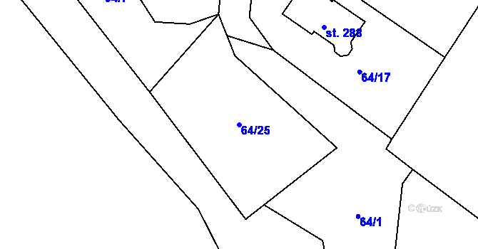Parcela st. 64/25 v KÚ Písková Lhota, Katastrální mapa