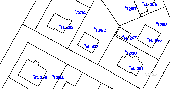 Parcela st. 428 v KÚ Písková Lhota, Katastrální mapa