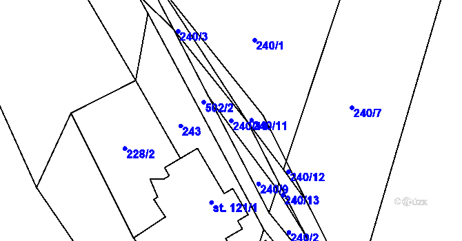 Parcela st. 240/14 v KÚ Písková Lhota, Katastrální mapa