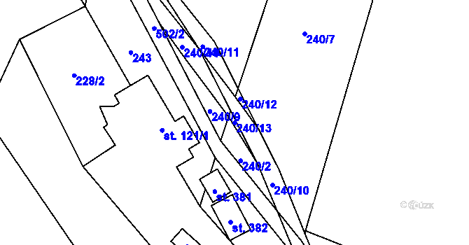 Parcela st. 240/13 v KÚ Písková Lhota, Katastrální mapa
