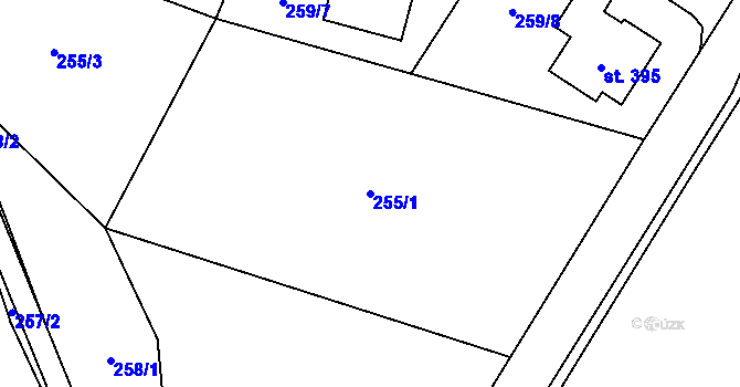 Parcela st. 255/1 v KÚ Písková Lhota, Katastrální mapa