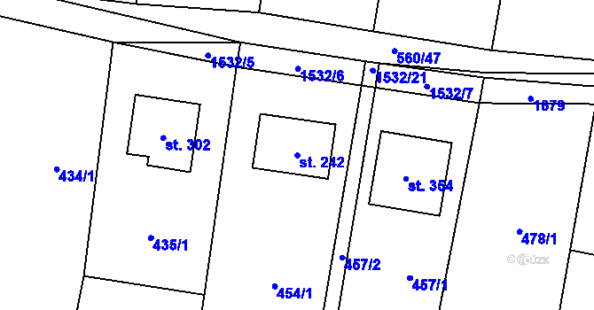 Parcela st. 242 v KÚ Písková Lhota u Poděbrad, Katastrální mapa
